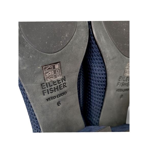 EILEEN FISHER Navy Gabby Recycled‎ Stretch Knit Pump Chunky Heel Size 6 Comfort - Picture 6 of 6